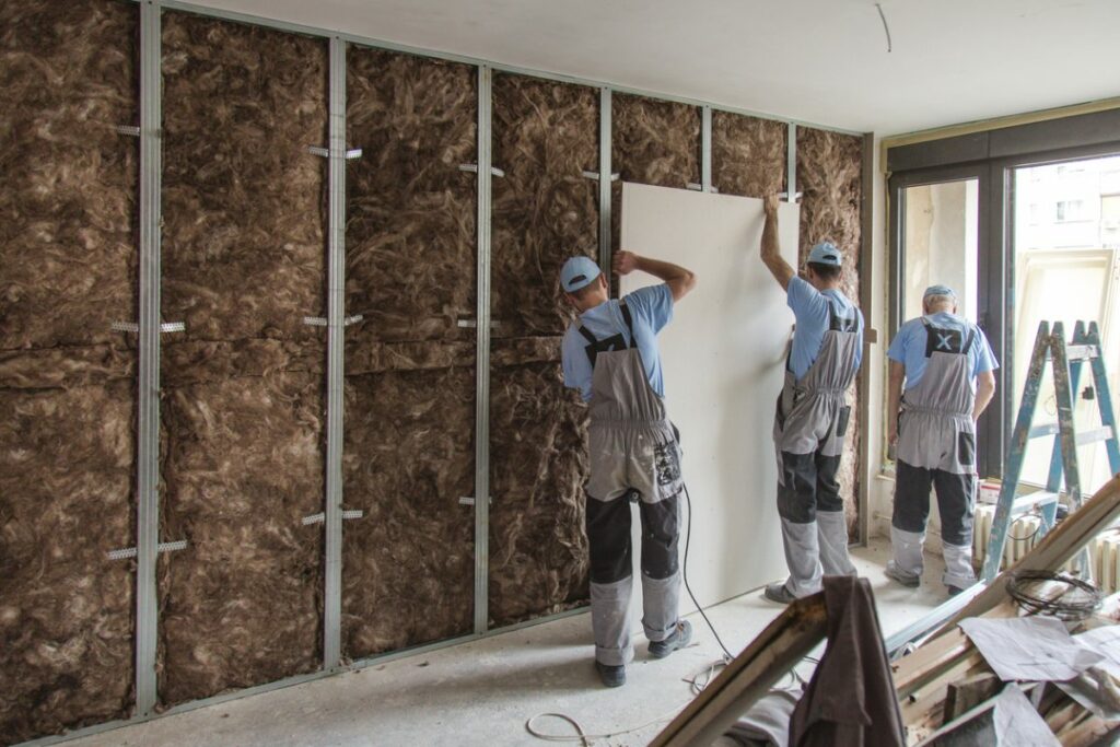 insulation and dry wall installation