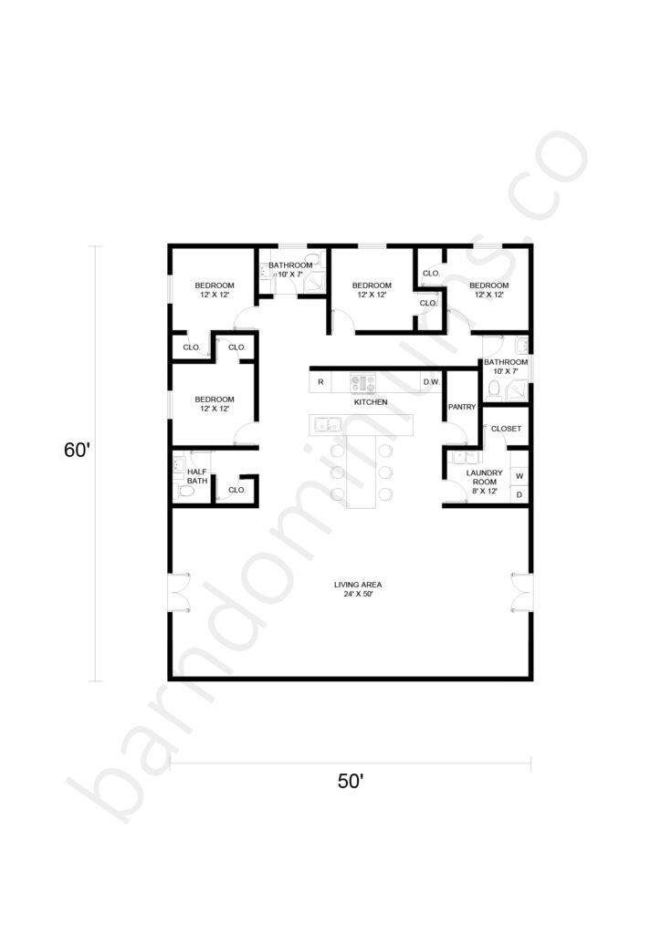 4 bedroom barndominium floor plan
