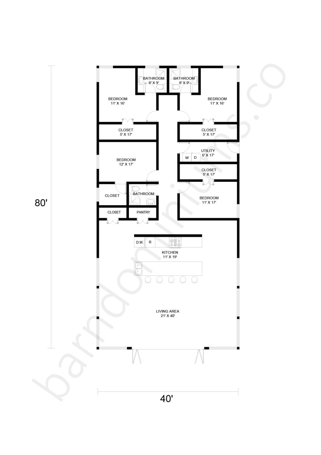 Charming 4 Bedroom Barndominium Floor Plans - Barndominium Homes