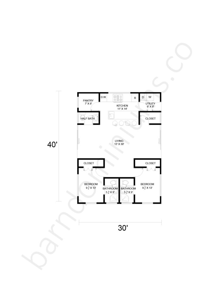 Small Barndominiums - floor plan 1