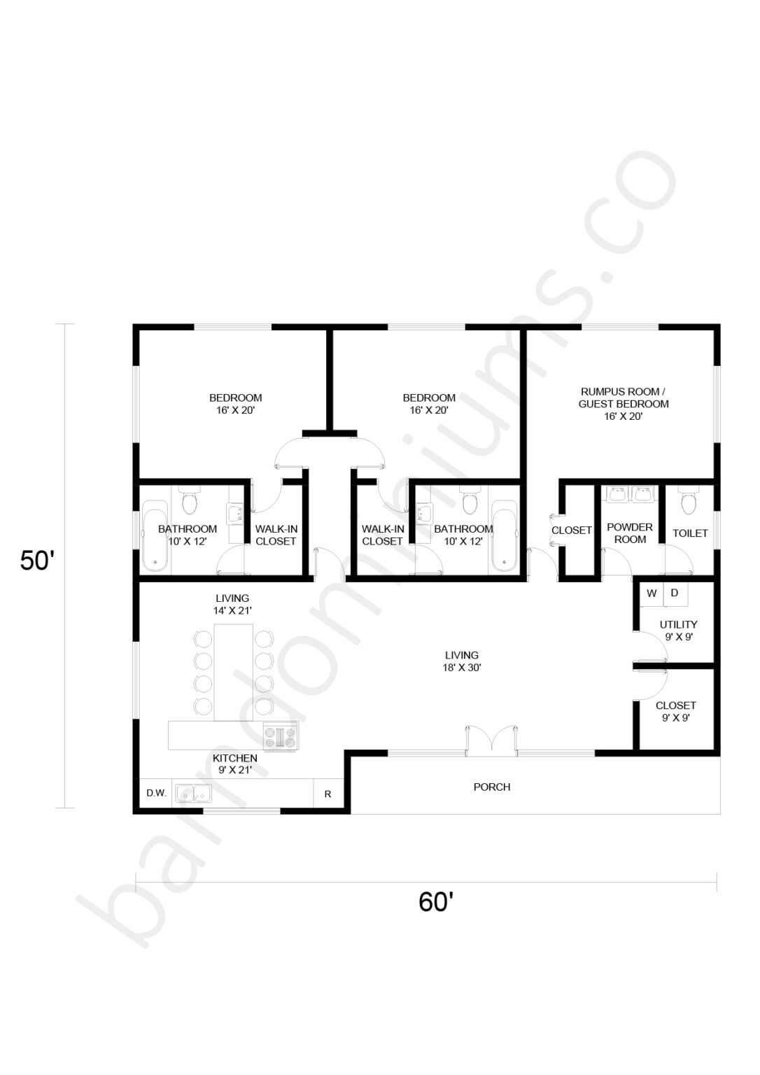 Exquisite 2 Bedroom Barndominium Floor Plans - Barndominium Homes