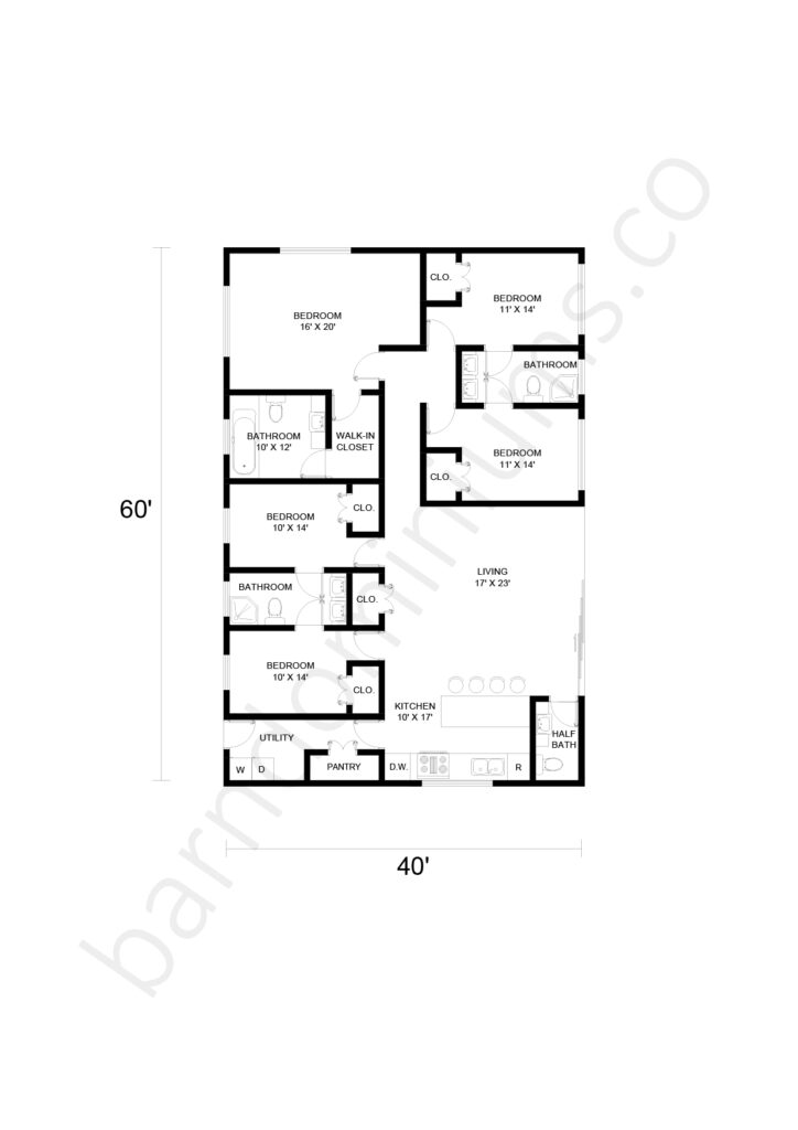 5 bedroom barndominium floor plan
