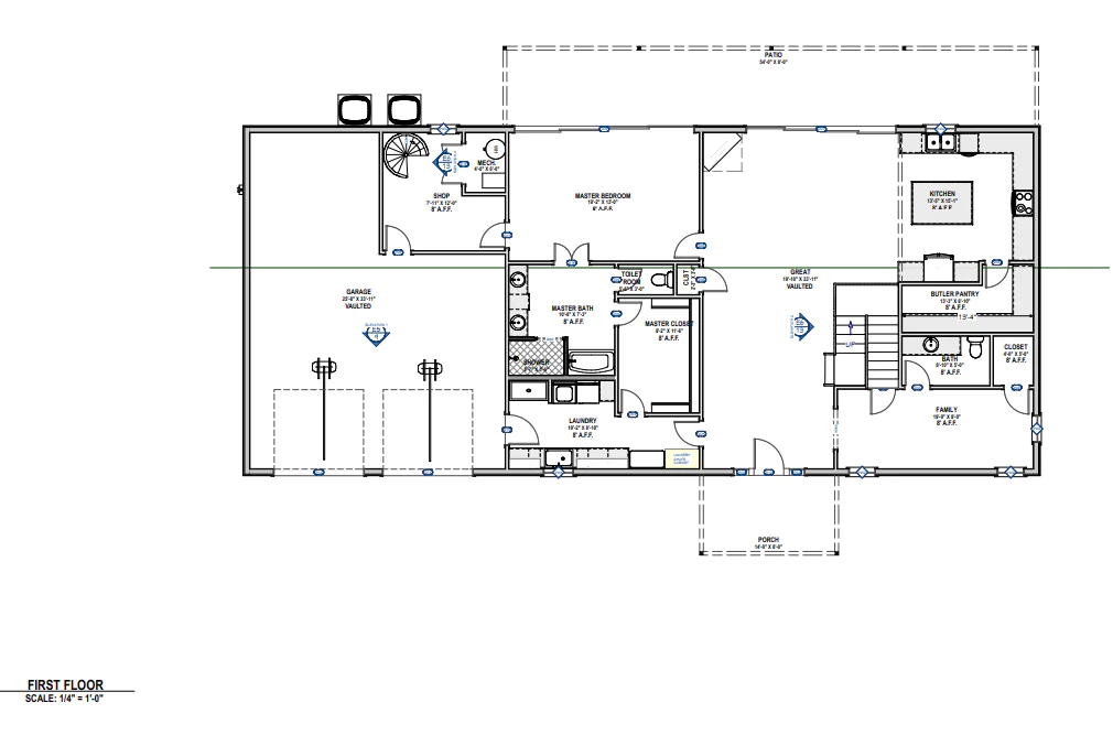 PL-62304 Wolfe Barndominium First Floor Plan