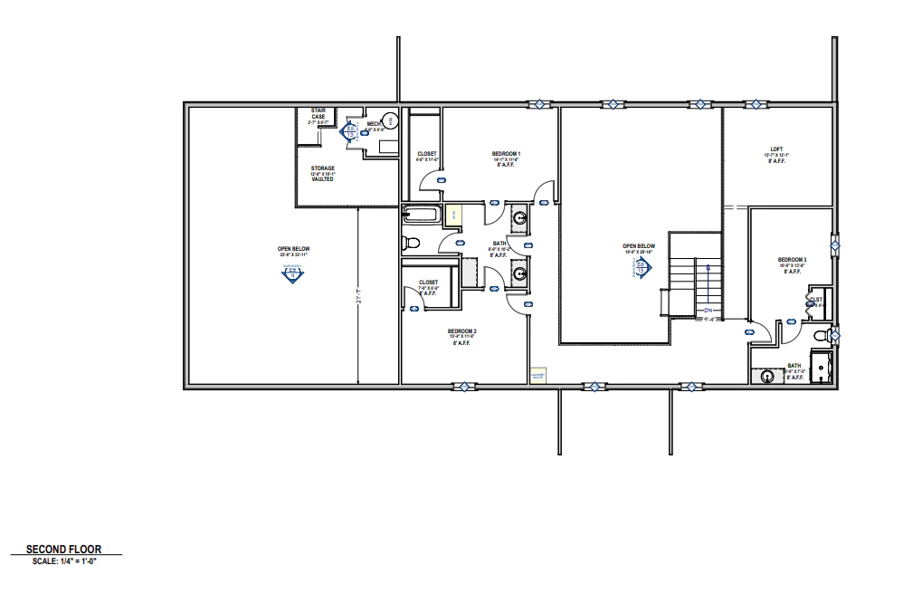 PL-62304 Wolfe Barndominium Second Floor Plan
