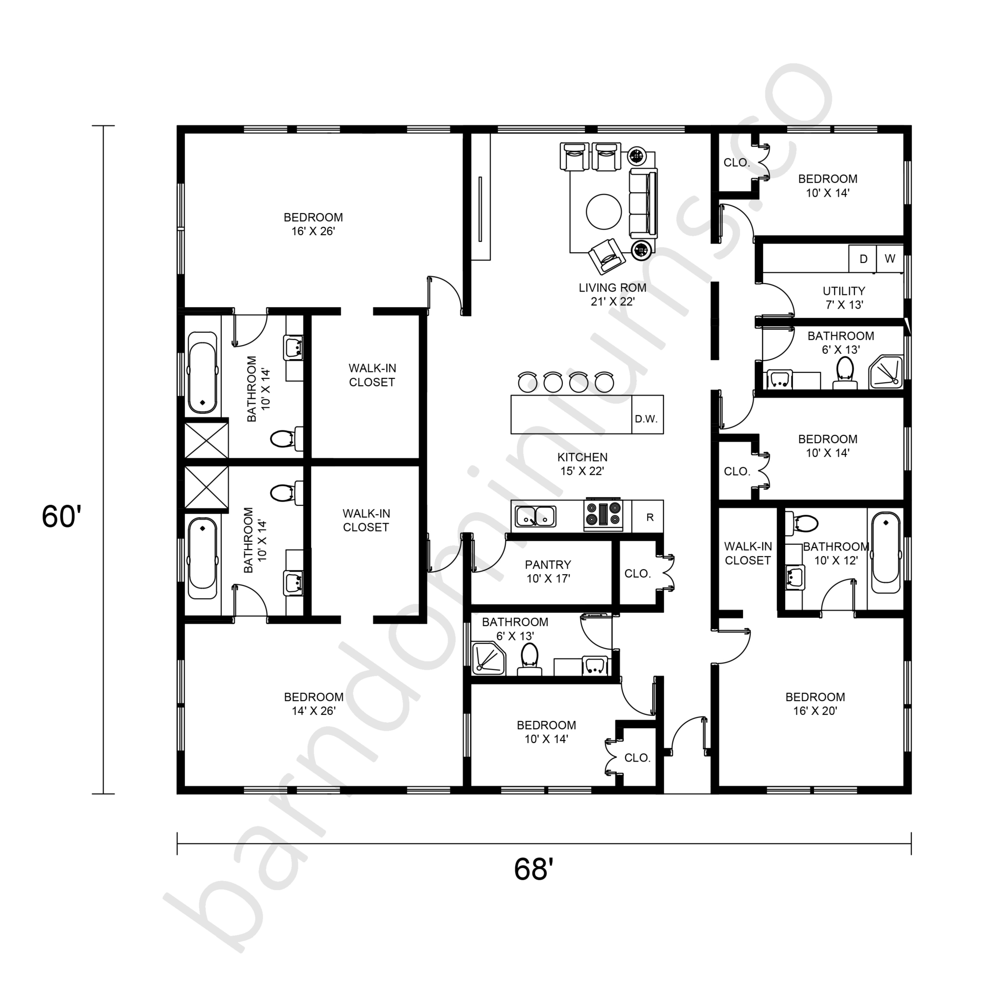 DreamBig: Best 6 Bedroom Barndominium Floor Plans You Will Love ...