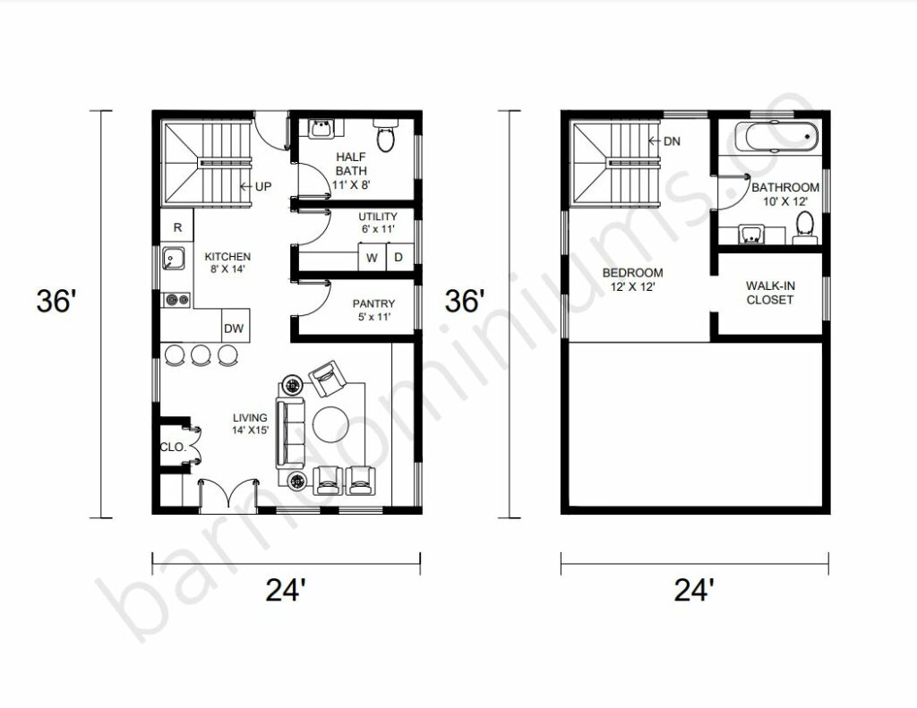 Barndominium Floor Plans with Lofts - 1