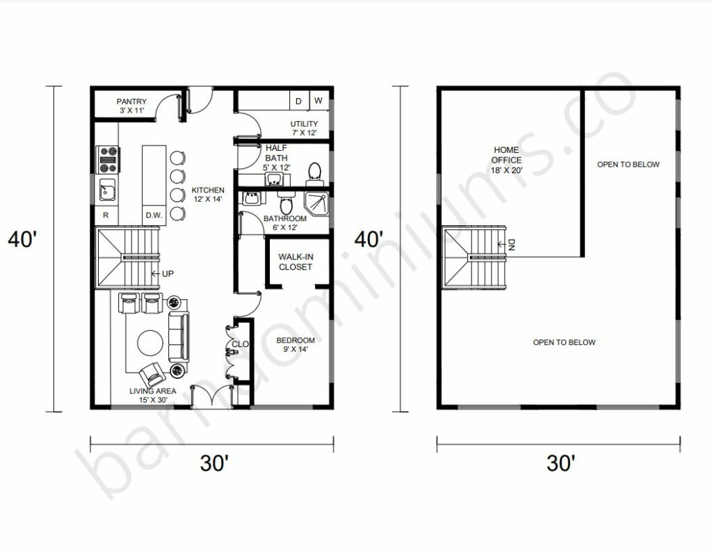 Barndominium Floor Plans with Lofts - 4