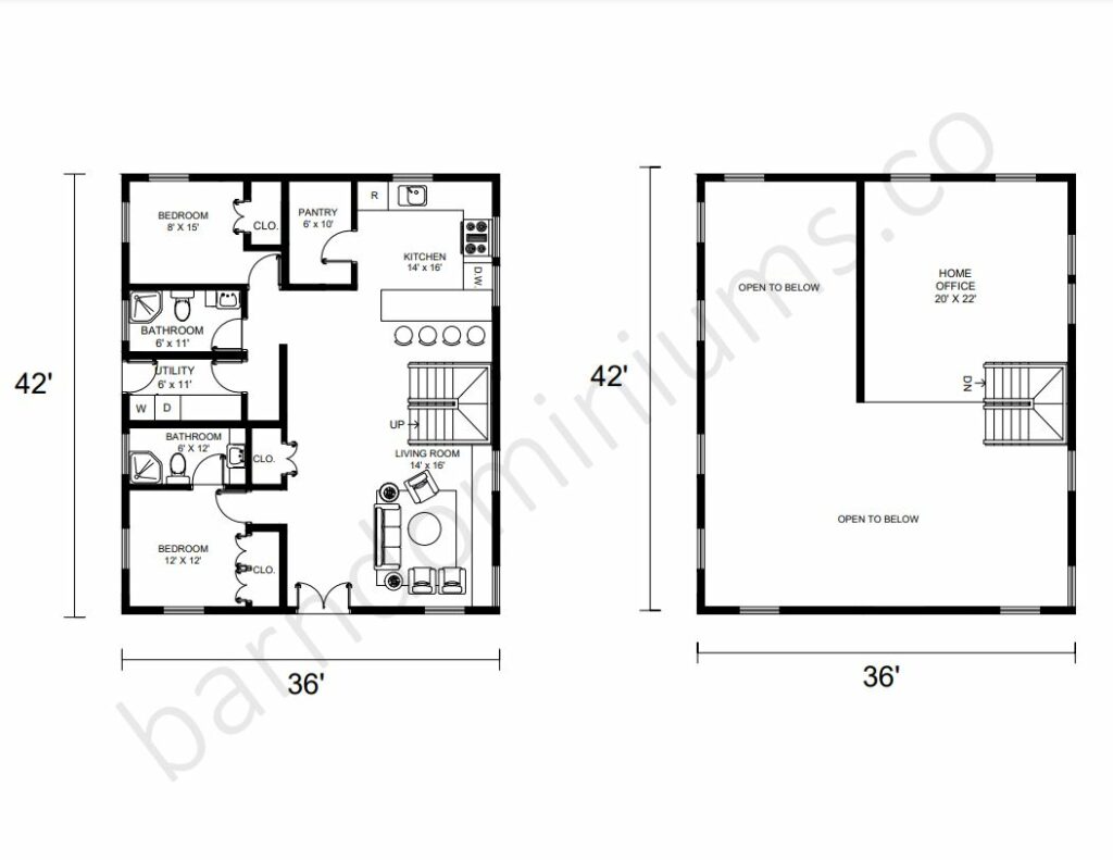 Barndominium Floor Plans with Lofts - 5