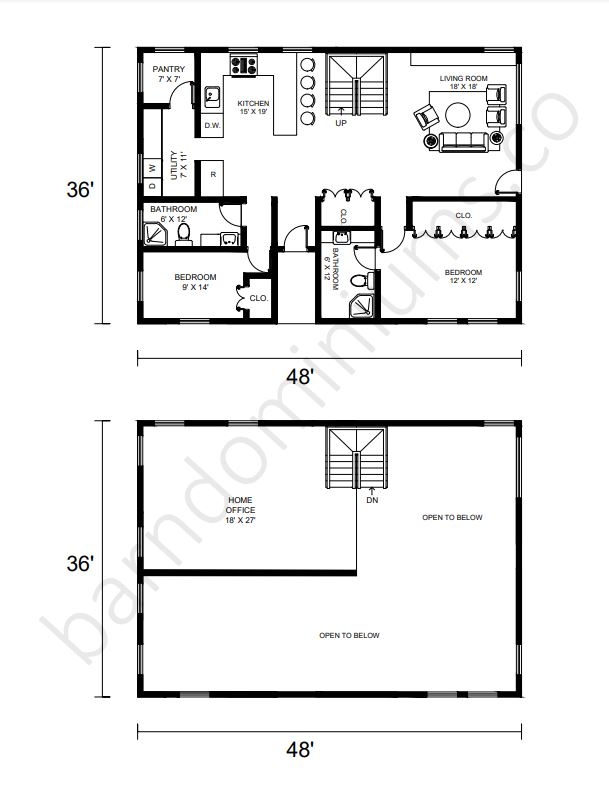 Barndominium Floor Plans with Lofts - 6