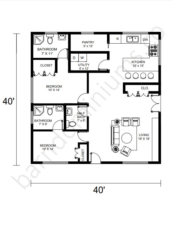 40x40 House Floor Plans 2 Story