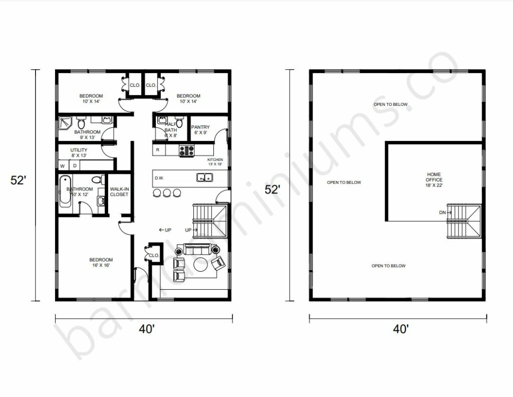 Barndominium Floor Plans with Lofts - 7