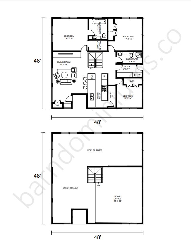 Barndominium Floor Plans with Lofts - 8