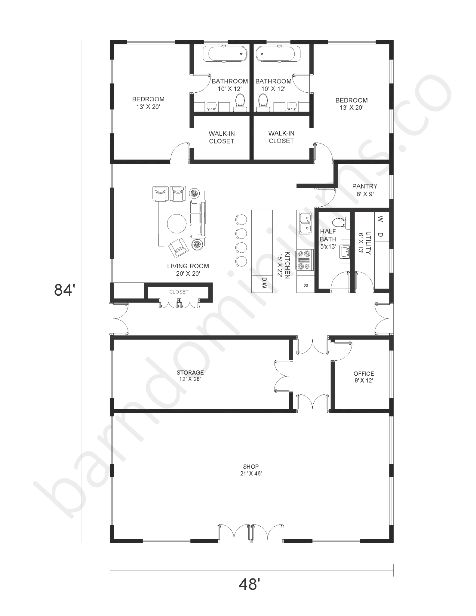 Barndominium Floor Plans with Shop - Barndominium Homes