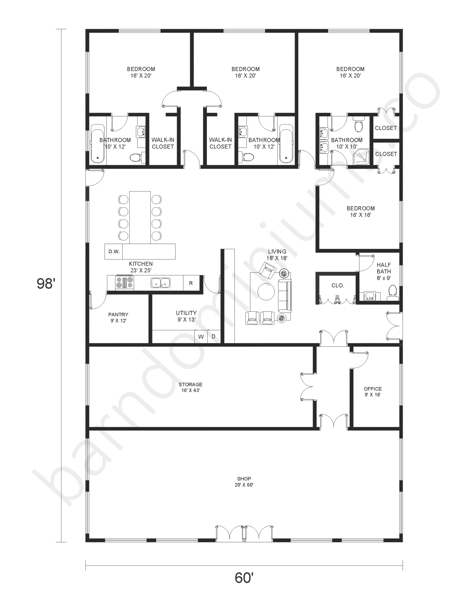 Barndominium Floor Plans with Shop - Barndominium Homes