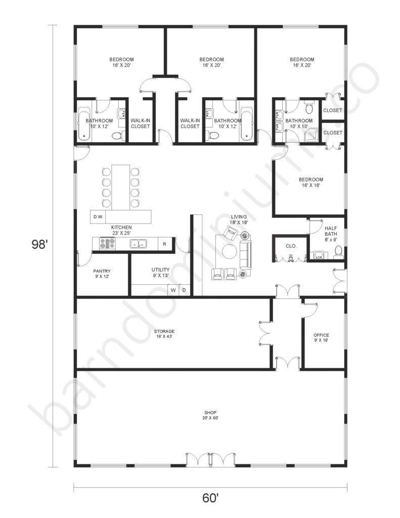 Barndominium Floor Plans With Shop