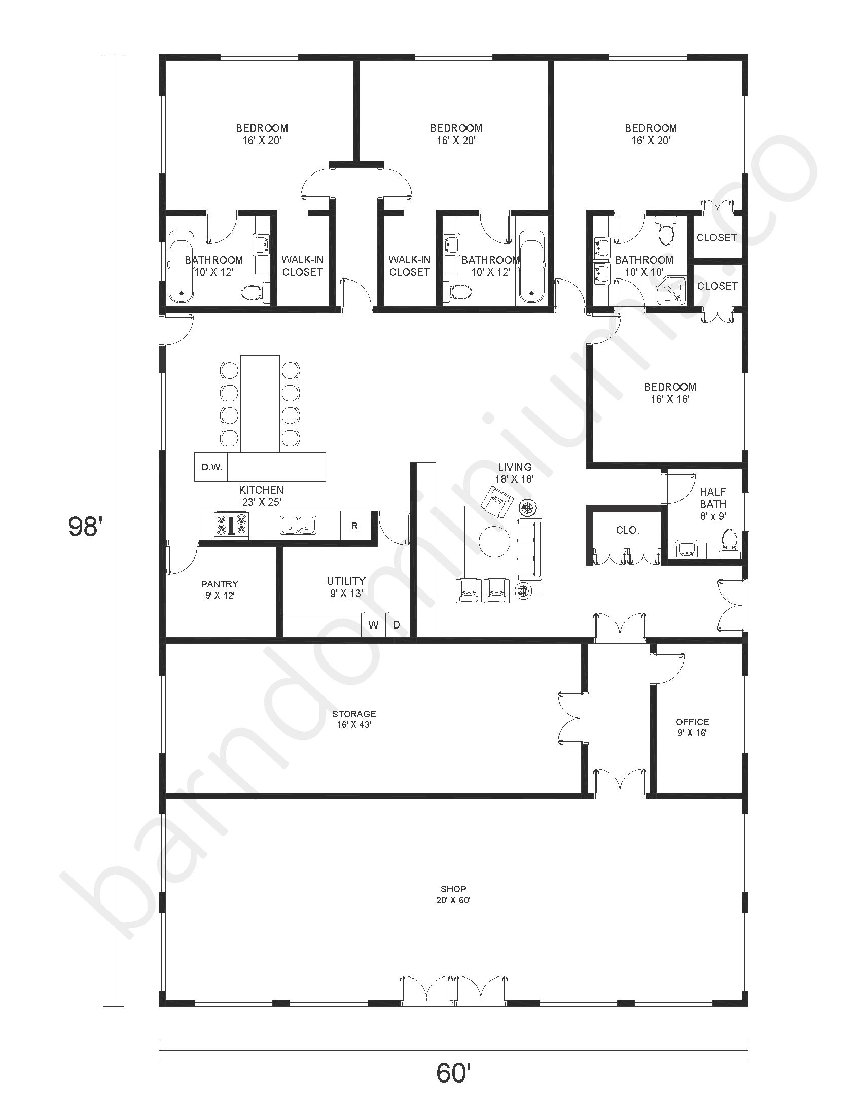 Barndominium Floor Plans with Shop - Barndominium Homes