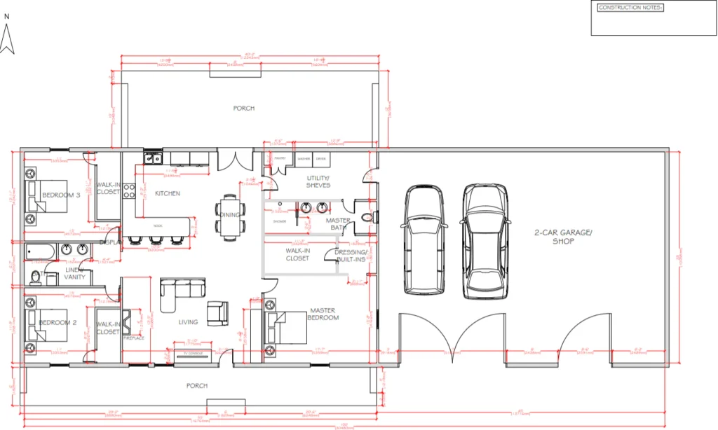 PL-62001 Greenbrush Barndominium Floor Plan