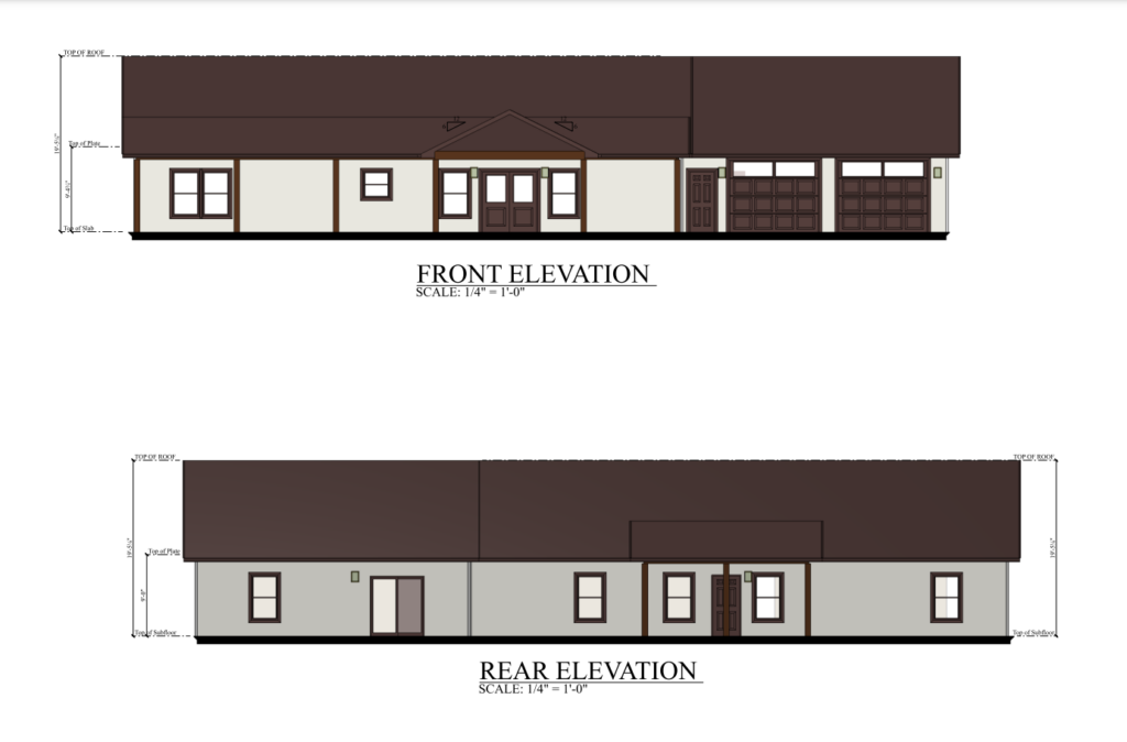 PL-63001 Shayna Barndominium Front & Rear Elevation