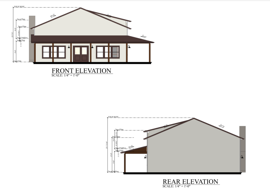 PL-63002 Graham Barndominium Front & Rear Elevation