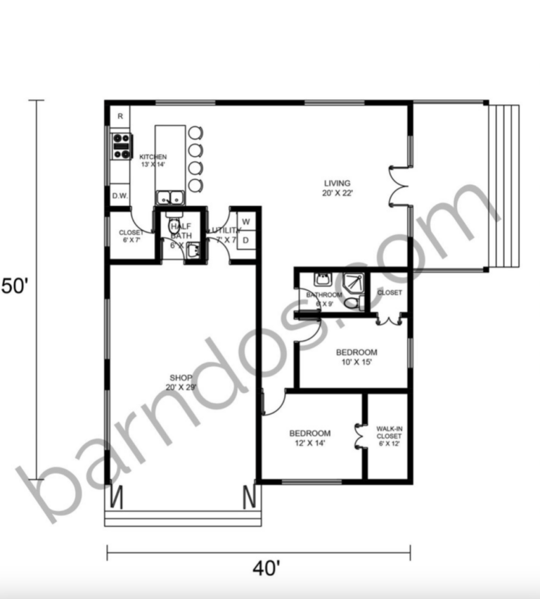 12 Amazing 40x50 Barndominium Floor Plans