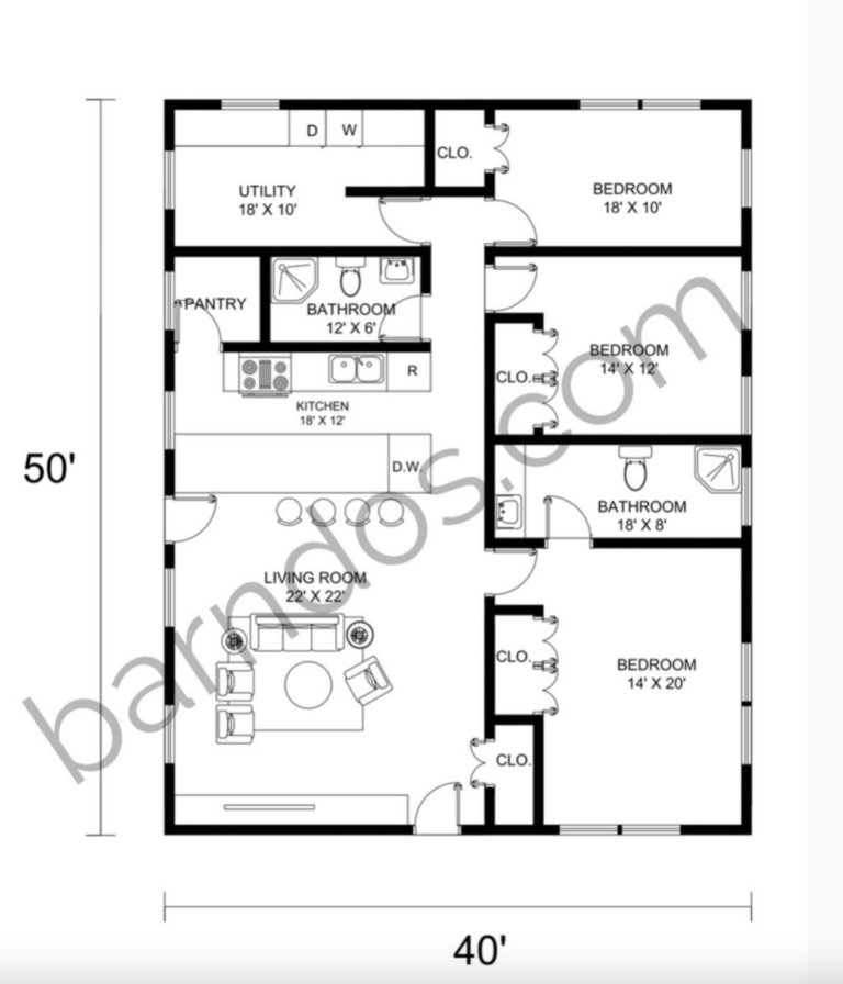 12 Amazing 40x50 Barndominium Floor Plans